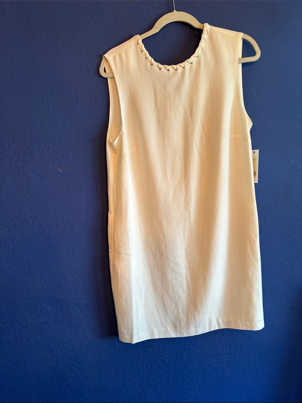 Ali Jay Sleeveless Mini Dress with Embellished Neckline - Cream NWT